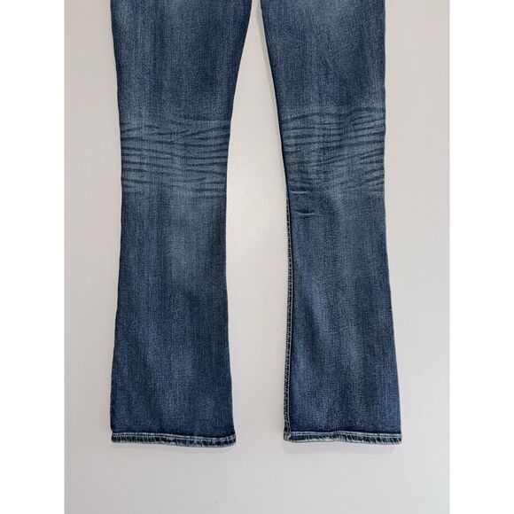 Express Jeans Stella Low Rise Boot Womens 8 Blue Denim Stretch Y2K Style Flare - Picture 7 of 16